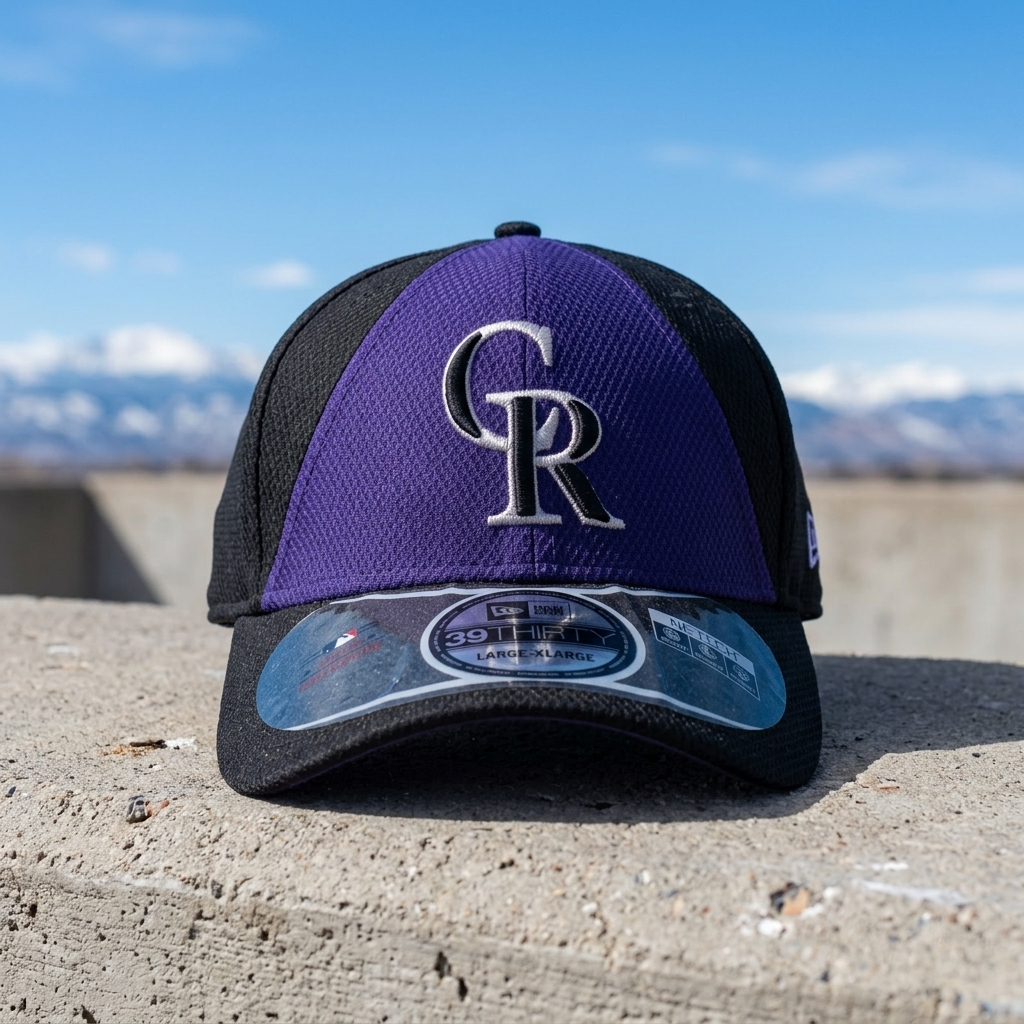 New Era Colo Rockies Black Purple Split ASG 2014 Flex Fit Hat, Size L/XL